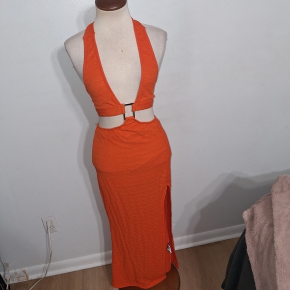 SHEIN Vibrant Orange Maxi Dress- W Sz Med 6 - Picture 2 of 9